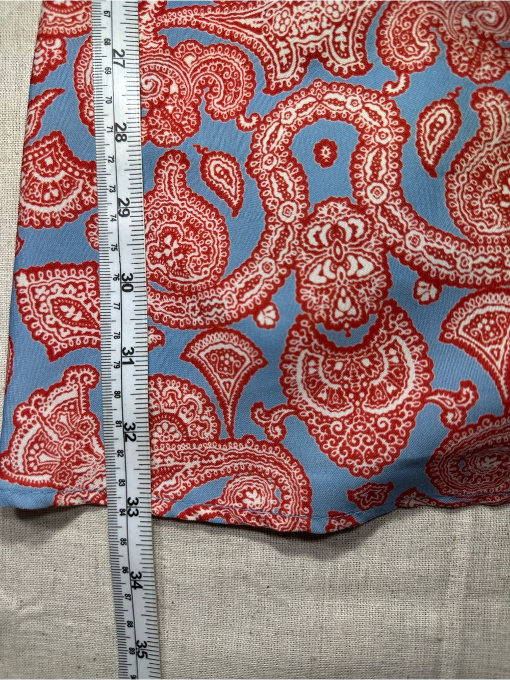 Everleigh Blue Polka Dot Satin Dress with Pink Paisley Hem women’s size Small - Picture 4 of 6
